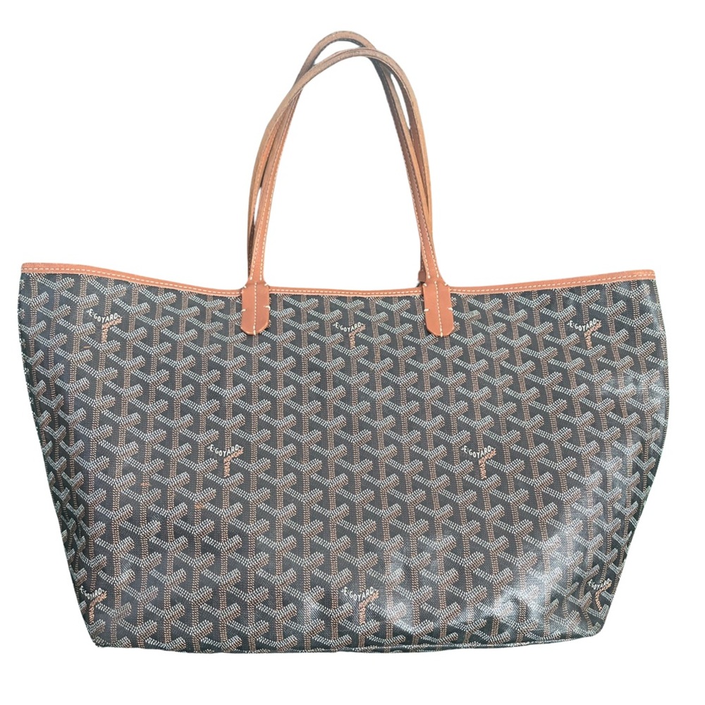 Authentic Goyard Saint Louis PM Black & Tan Tote With Pouch